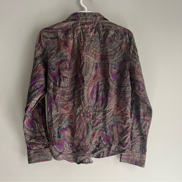 Lauren Ralph Lauren Size Large Paisley Pattern Button Blouse Work Office Cotton - Picture 9 of 9